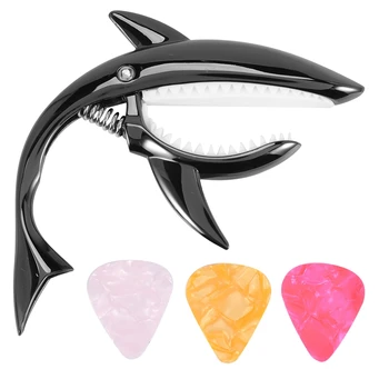 כריש הגיטרה קאפו סגסוגת אבץ קאפו על אקוסטית חשמלית קלאסית גיטרות באס, יוקליילי קאפו עם פיק