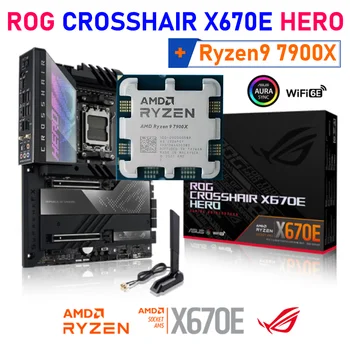 לוח אם ASUS קומבו קיט רוג הכוונת X670E גיבור DDR5 128GB PCI-E 5.0 תמיכה ערוץ כפול Mainboard R9 7900X CPU משולבת