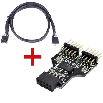 לוח אם-USB 9Pin ממשק כותרת מפצל 1 ל-2. הארכת כבל מתאם 9-Pin USB HUB USB 2.0 Connector עבור RGB Bluetooth