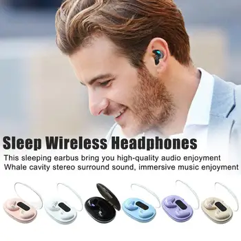לישון אוזניות אלחוטיות נוח ללבוש שליטה אוזניות אוזניות עבור כל הטלפון הנייד Mini Invisiable רעש בלוק D5i4