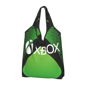 לשימוש חוזר קלאסי Xboxs לוגו שקית קניות, נשים תיק נייד משחק גיימר מתנות, מכולת קניות שקיות