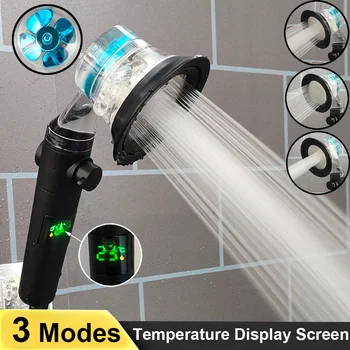 מדחף ראש מקלחת עם טמפרטורה דיגיטלית תצוגת מסך להפסיק כפתור 3 מצבים מתכוונן לחץ גבוה השירותים והמקלחת