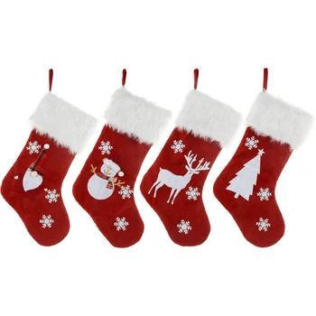 מואר האח גרביים תלויים מתנה תיק גדול ביד סרוגים חג המולד גרביים קטיפה גרב מתנות & קישוטים עיצוב הבית