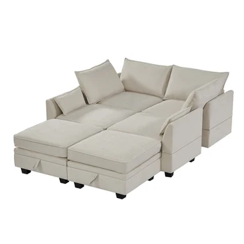 מודרני גדול U-צורה מודולרית ספה פינתית, ספה להמרה למיטה עם הפיכים נוח, אחסון,מושב הסלון רהיטים