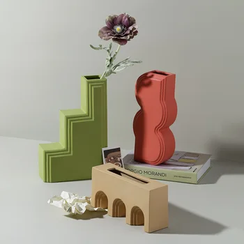 מודרני גיאומטרי אדריכלות אגרטל קישוט הסלון, חדר השינה סידור פרחים פשוטים הביתה מודל קישוט בית אגרטל