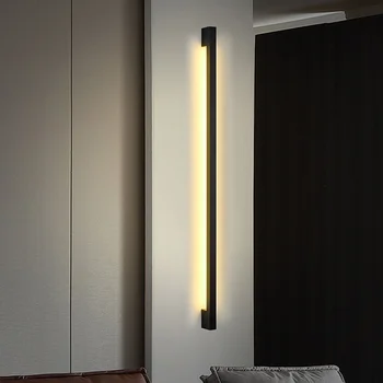מודרני מינימליסטי LED רצועה ארוכה מנורת קיר חדר השינה ליד המיטה בסלון ליניארי פמוט קיר מנורה מדרגות מראה הקיר מול האור