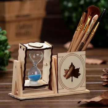 מודרני עץ פשוטים יחיד שעון חול עיפרון בעל תלמיד של הילדים השולחן יצירתי עיפרון בעל דקורטיביים מתנות