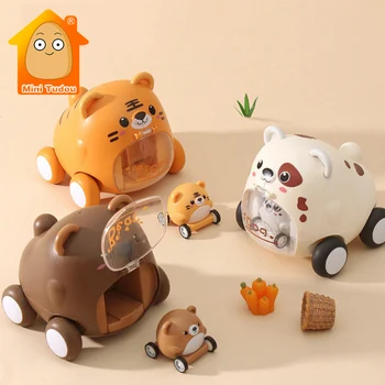 מונטסורי רכב של תינוק צעצועים אינטראקטיביים חיות מצוירות לסגת משחק מירוצים מוקדם צעצוע חינוכי לילדים בנים בנות מתנה