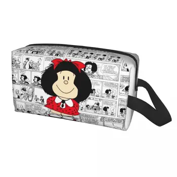 מותאם אישית Mafalda קריקטורה קינו קומיקס נסיעות קוסמטיים תיק איפור נשים רחצה ארגונית בנות היופי אחסון ערכת הרחצה