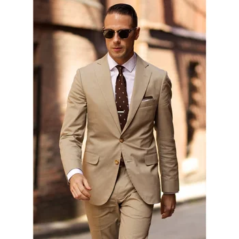 מותאם אישית בז 'חליפה 2 חלקים שני כפתור דש החתן טוקסידו Homme Slim Fit האחרון עיצוב תלבושות החתונה (ז' קט+מכנסיים+עניבה)