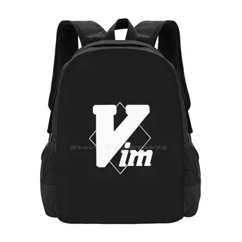 מינימליסטי Vim לוגו : לבן תיק תרמיל על גברים, נשים, נערות בגיל ההתבגרות Vim עורך הטקסט Vim Ide ל-Vim לינוקס Vim Unix Vim גנו קשת