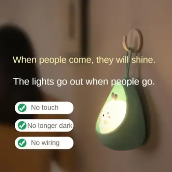 מנורת לילה עם חיישן שליטה של בעלי חיים חמודים האנושי אינדוקציה המנורה לילדים השינה נטענת USB סיליקון LED אורות הקיר