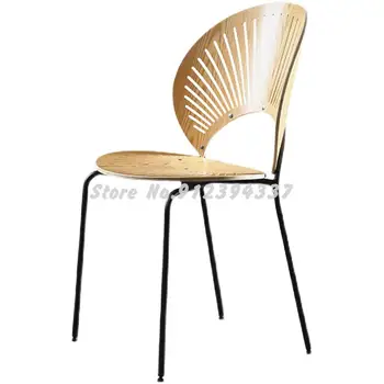 מעטפת כיסא רטרו הביתה ברזל יצוק כיסא מודרני מעץ מלא משענת יצירתי האוכל פשוט הכיסא נורדי מעצב