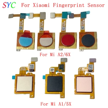 מקורי חיישן טביעות אצבע בכפתור להגמיש כבלים עבור Xiaomi Mi A2 6X A1 5X מקש ההפעלה / כיבוי מגע סורק חלקי חילוף