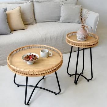 מרכז עגול שולחן קפה עץ ליד המיטה קישוט קטן העזר שולחן סלון מודרני DesignTable באס ריהוט הבית