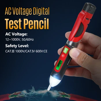 מתח AC גלאי LCD דיגיטלי מבחן העיפרון מתח NCV בודק חשמל גלאי פנס רגישות צליל אזעקת אור