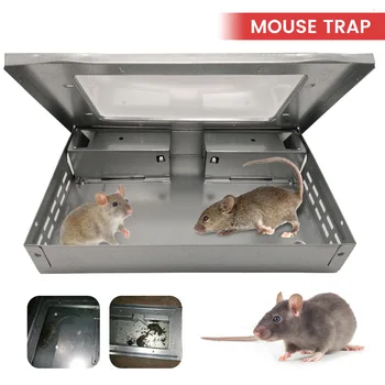 מתכת העכבר תופס עצמית לתפוס עכברים מלכודת לשימוש חוזר לוכד מכרסם עם כיסוי מגן שליטה בעכבר על בית גן