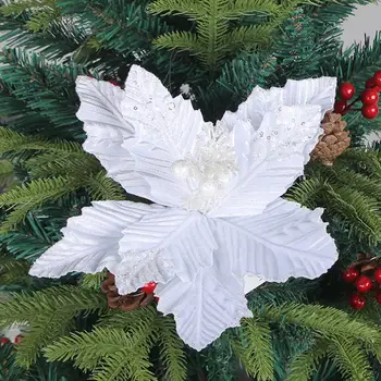 נוצץ חג מולד קישוט חג המולד מלאכותיים פרח חגיגי פרחים מלאכותיים קישוטים על עץ חג מולד קישוט