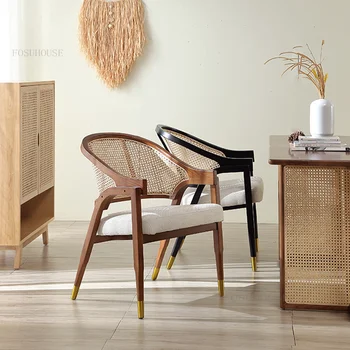 נורדי אור יוקרה אוכל עץ מלא כיסאות כורסא מודרנית קש האוכל הכיסא מעצב פנאי משענת Sillas רהיטים WK