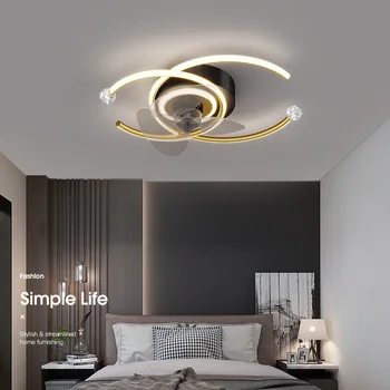 נורדי מאוורר התקרה אורות אור יוקרה אילם תקרה משולב מאוורר המנורה מודרני מינימליסטי חדר מגורים חדר האוכל