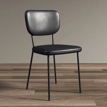 נורדי מעצב כסאות מטבח מבטא דמוי עור שחור יוקרה כיסאות בחדר האוכל המודרני Muebles Hogar סלון ריהוט DC035