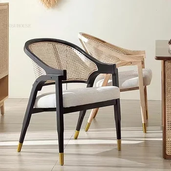 נורדי קש כסאות אוכל הביתה מעץ מלא פנאי האוכל הכיסא משענת הכורסה מעצב ריהוט חדר האוכל יחיד הכיסא