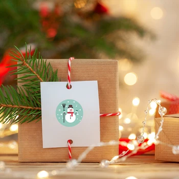 נושא חג המולד נייר סנטה קלאוס, איש שלג מדבקות בשקית מתנה אריזת התיק קישוט מסיבת חג המולד DIY קישוט אספקה