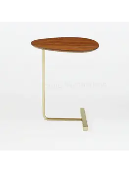 ניידים מעץ מלא ברזל יצוק ספה פינתית כמה עצלן קריאה ליד המיטה שולחן יצירתי פשוט אליפסה שולחן קפה