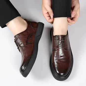נעלי עור לגברים אביב 2023 חדש עסק של גברים מזדמנים רך עם סוליות ללא החלקה לנשימה כל-התאמת נעליים נעליים נעליים