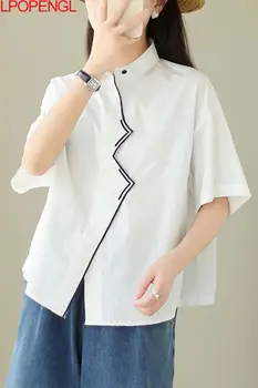 נשים 2023 קיץ חדש קוריאני גרסה רופף, עצלן סגנון מזדמנים תכליתי סדיר החולצה העליונה חוש עיצוב