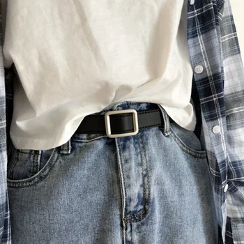 נשים חגורה 2023 חדש מחורר כיכר אבזם מזדמן תכליתי פשוט רטרו דקורטיביים ג ' ינס חגורה