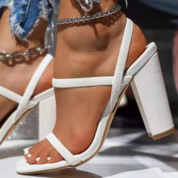 נשים נעלי גודל גדול 2023 קיץ חדשים נעליים עקב גבוהות העקב עבה בוהן פתוח נשים סנדלי נעלי נשים נעלי בית