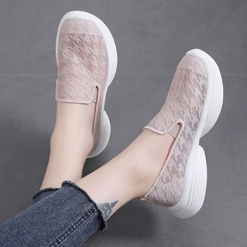 נשים נעלי פלטפורמת קיץ נעלי נשים רשת לנשימה נשית נעלי ספורט מזדמנים להחליק על נעלי הליכה