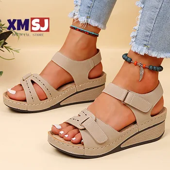 נשים סנדלים רכים התחתונה טריז עקבים סנדלים בקיץ נשים נעלי פלטפורמת Sandalias Mujer אלגנטי טריזי נעלי נשים Tacon