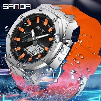 סאנדה G סגנון גברים שעון דיגיטלי חיצוני הצבאי ספורט שעונים עמיד למים אלקטרוניים, שעוני יד זכר שעון Relogio Masculino