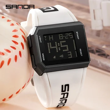 סאנדה יוקרה העליון מותג שעונים לגברים ספורט צפו צבאי אלקטרוניים LED דיגיטלי שעון יד Relogio Masculino זכר השעון