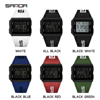 סאנדה יוקרה העליון מותג שעונים לגברים ספורט צפו צבאי אלקטרוניים LED דיגיטלי שעון יד Relogio Masculino זכר השעון