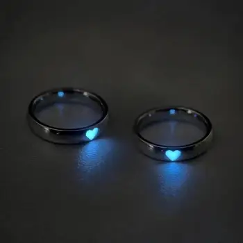 סגסוגת מתכוונן טבעת תכשיטי מתנת טבעת של הזוג טבעת לב ורוד הטבעת Noctilucent פופולרי תכשיטים זוהר הטבעת בלו-ריי כמה