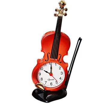 סימולציה כינור שעון מעורר יצירתי מוזיקלי בצורת שעון של שולחן הסלון פלסטיק קישוטים