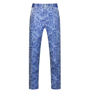 סתיו חדש רקמה חליפת מכנסיים של גברים Fasion מזדמנים מכנסיים כחול אדום לבן reen מכנסיים ombre דו גודל מ-5XL 6XL