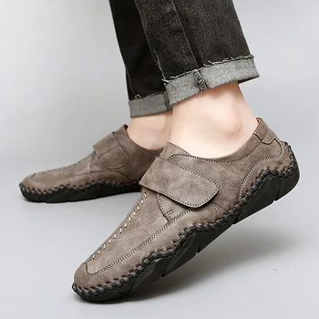 עבודת יד חדש לגברים קלאסי עור נעליים מזדמנים איכות חיצונית מגומי טיולים גודל גדול 48 החלקה נוח קל משקל נעליים