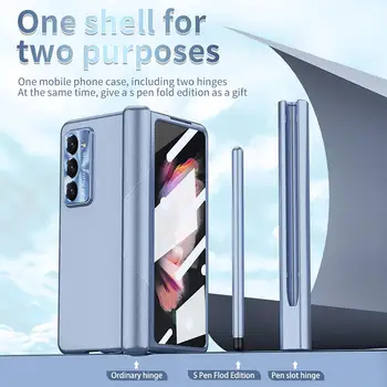 עבור Samsung Zfold 5, במקרה Transparente עם עט S מזג צבע קיפול הסרט הגנה מוצקה מלא מגנטי מגן הינג Q9X9