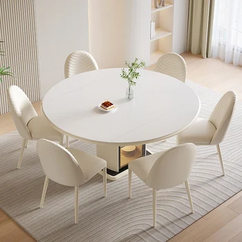 עגול עיצוב שולחן אוכל סקנדינבי מינימליסטי סלון יוקרתי שולחן אוכל יפני לבן מסה דה Comedor הול רהיטים