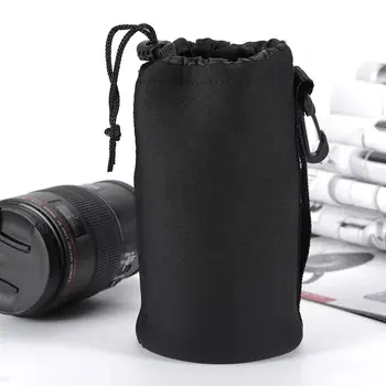 עדשת מצלמה תיק רך עשוי גומי סינטטי, עמיד למים DSLR Lente לכסות מקרה stora S M L XL רך ניילון עבור Canon Nikon Sony, Pentax מצלמת DLSR