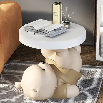 עיצוב הבית חיוניות דוב פסלים שולחן קפה סלון דקורטיבי יצירתי חיות מצוירות שולחן צד ליד המיטה ארון