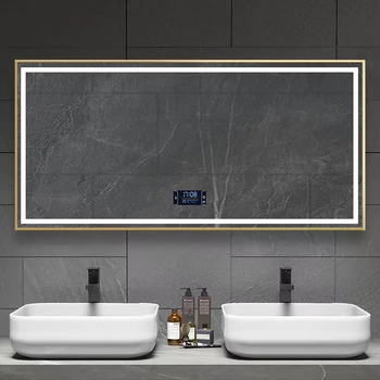 עיצוב מלבני במראה התלויה על הקיר גלאם בלתי שביר מנקה את המראה בחדר האמבטיה Fogless Bluetooth Espejo Inteligente רהיטים
