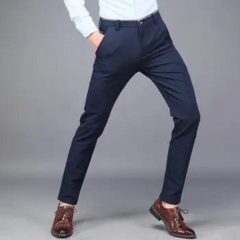 עסק של גברים גמיש הלבוש מכנסיים slim הגירסה הקוריאנית של המגמה הבריטית כפות רגליים קטנות מכנסיים גברים לא-ברזל