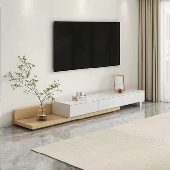 עץ בסלון טלוויזיה ארון נייד יוקרה לבן נורדי קומה טלוויזיה, שולחן אחסון fernseher סקראנק ריהוט חדר MQ50DS