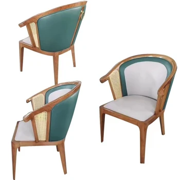 עץ מודרני האוכל כיסא קש מלון עיצוב הישיבות האוכל הכיסא מעקה יחיד נוחות Mueble Hogar סלון ריהוט QF50DC