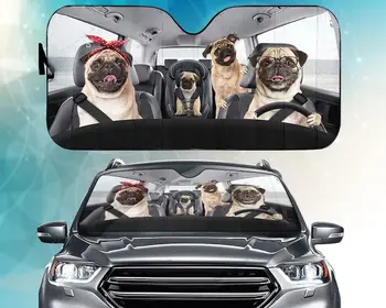פוג המשפחה נוסע במכונית שמשיה על השמשה הקדמית, כלבים אוטומטי השמש צל רכב שמש, צל, פוג אביזרי רכב, כלב האבות, כלב אמהות, כלב